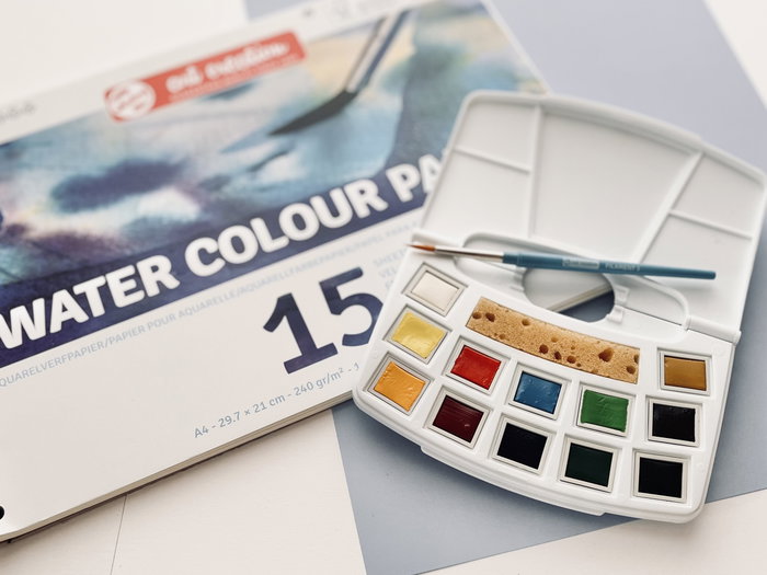 Talens Art Creation Acuarelas Pocket Box con 12 Pastillas y Accesorios